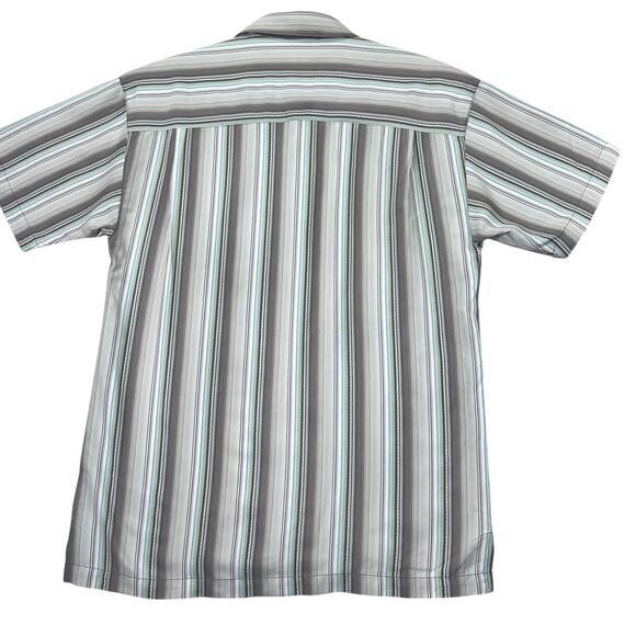 Tommy Bahama Silk Shirt Men's Medium Striped Button Up Short Sleeve Green Casual - Picture 5 of 13